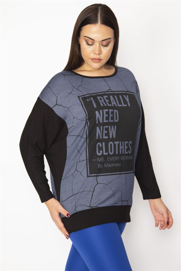 Kadın Siyah Yarasa Kol Ön Detaylı Tunik 65N29491