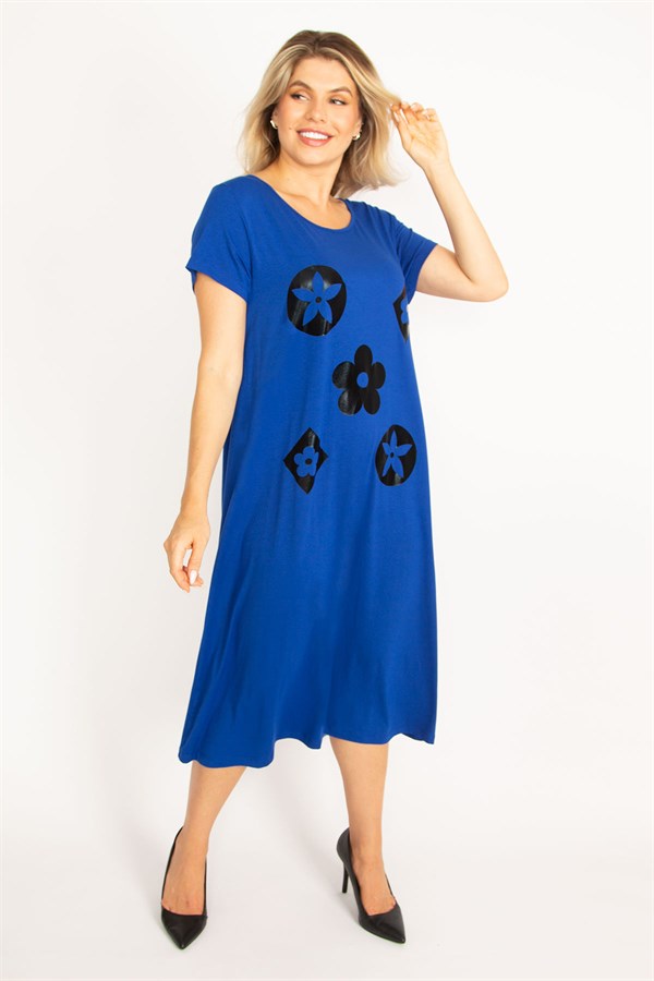 Kadın Mürdüm Suni Deri Garnili Elbise 65N34504