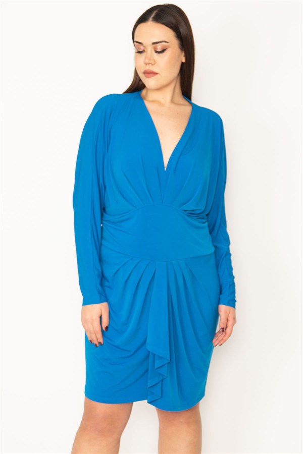 KADIN BORDO GÖĞÜS VE BEL DETAYLI ELBİSE