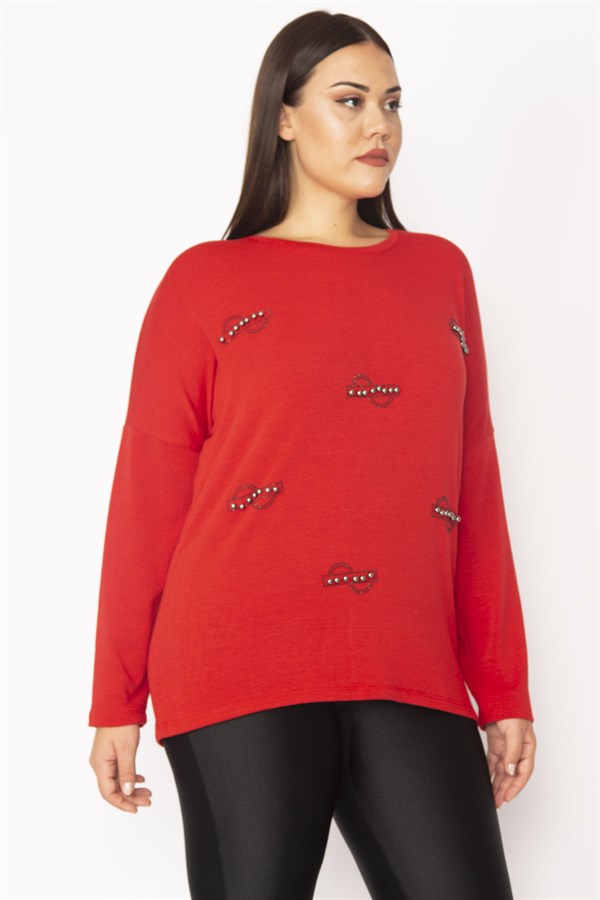 Kadın Kemik Taş Ve Baskı Detaylı Tunik 65N35384
