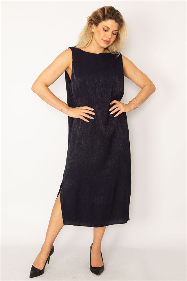 Women's Navy Blue Glittery Lined Dress 26A34281