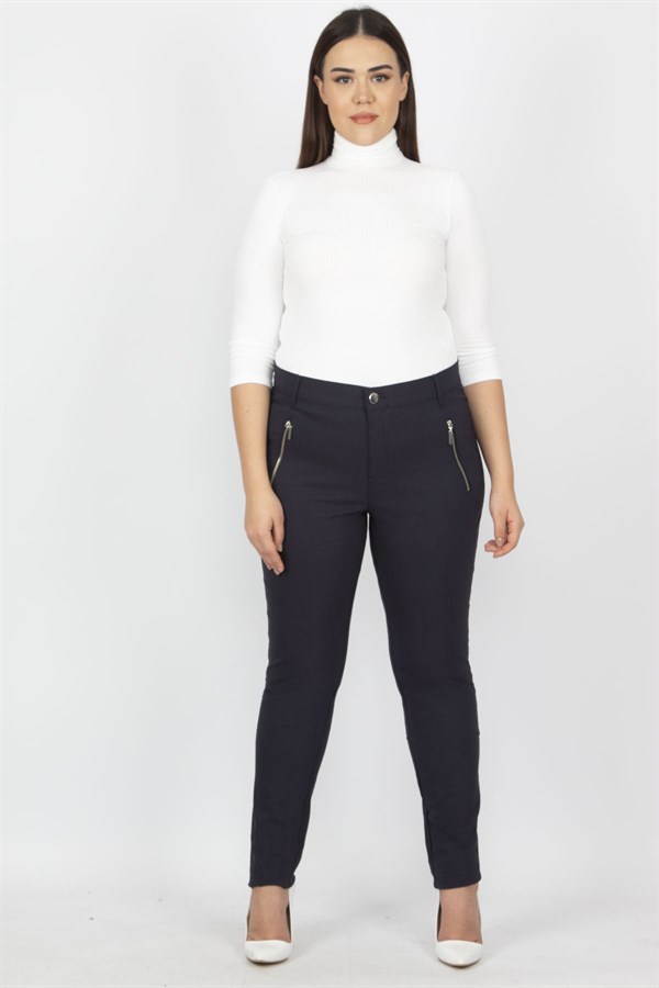 Kadın Bordo Fermuar Detaylı Pantolon 65N20932