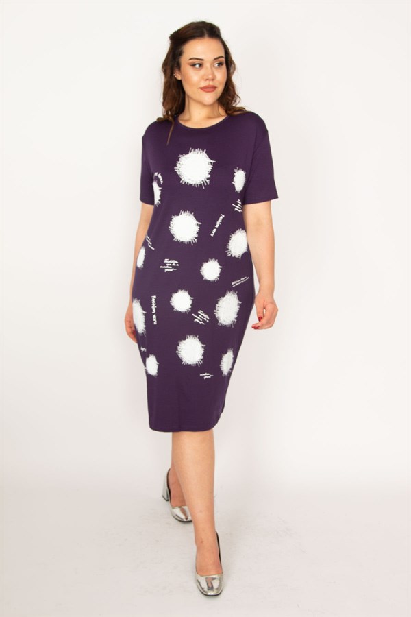 Kadın Kırmızı Ön Baskılı Viskon Elbise 65N33248