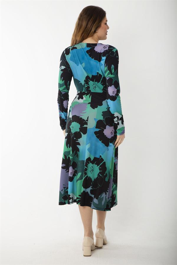 WOMEN'S GREEN SIDE TIE WRAPPED DRESS 26A37260