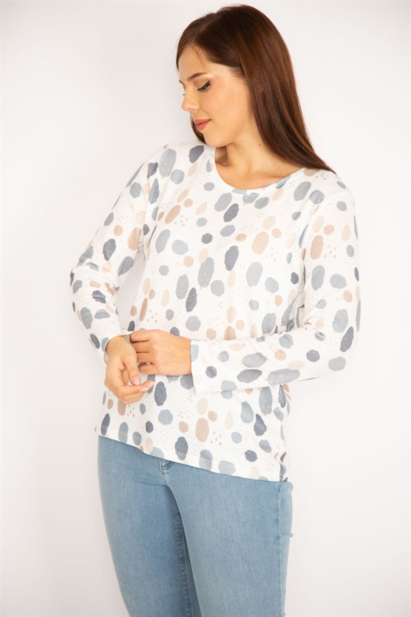 Kadın Kemik Triko Dokuma Desenli Bluz 65N34920