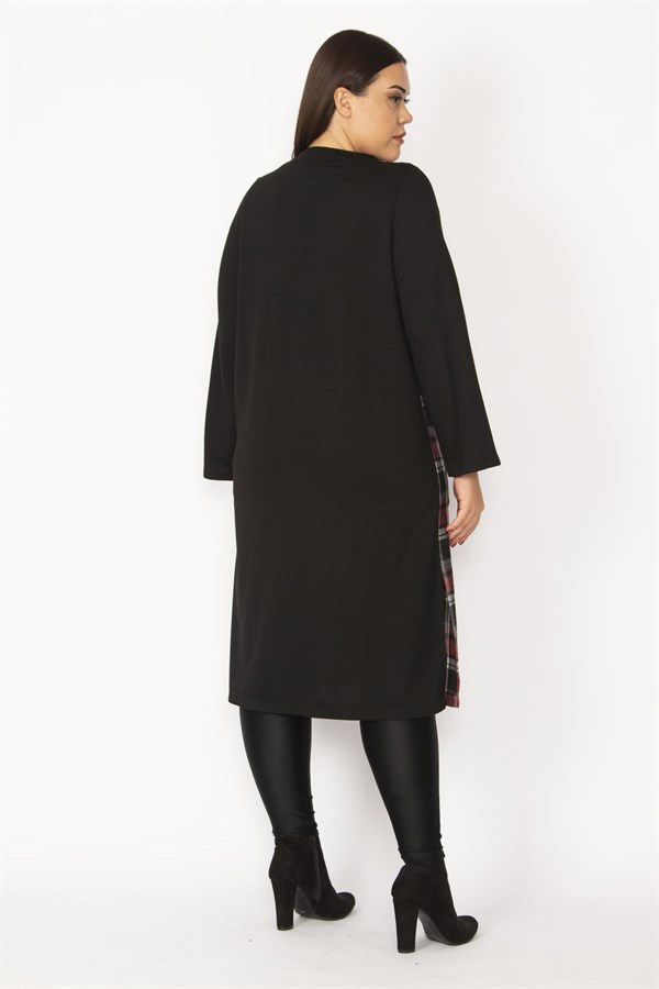 Kadın Gri Ekose Desenli Ön Boy Düğme Ve Cepli Kap 65N28487