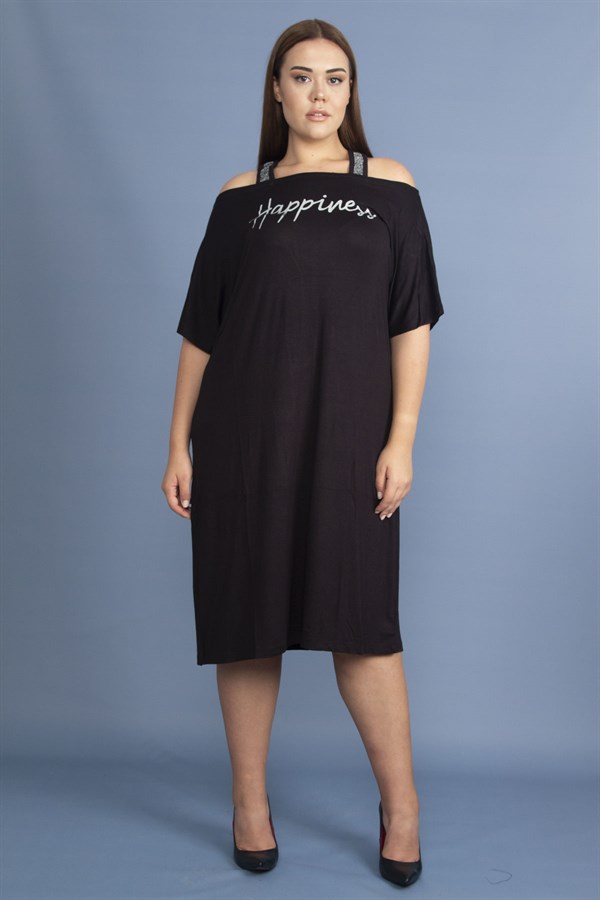 Kadın Haki Sim Detaylı Ön Baskılı Viskon Elbise 65N27473