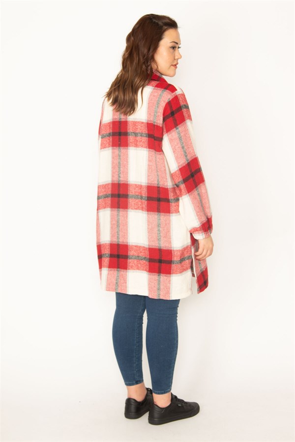 Kadın Bordo Önü Çıtçıt Düğmeli Oduncu Gömlek 65N32726