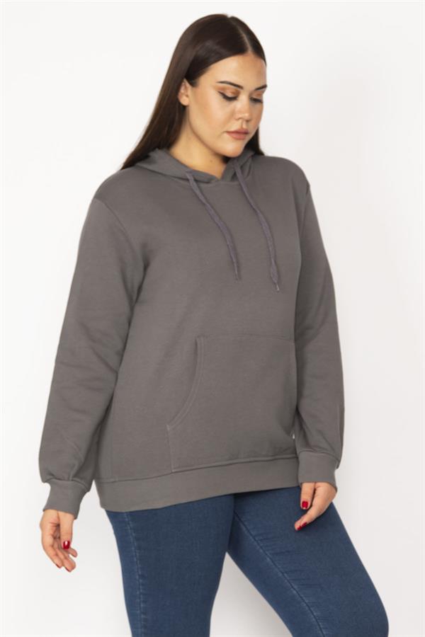 Women's Smoked Inside Raised 3 Thread Kangaroo Pocket Hooded Sweatshirt 65N29644