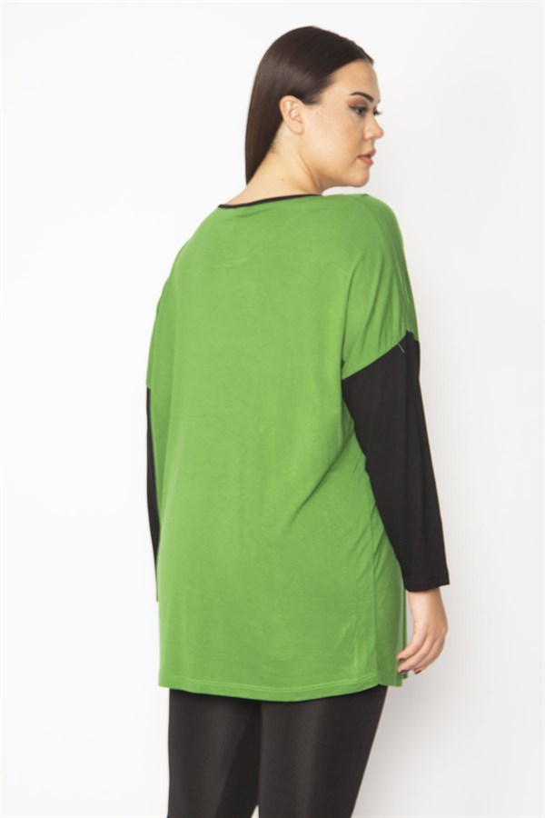 Kadın Yeşil Ön Baskılı İki Renkli Tunik 65N29492