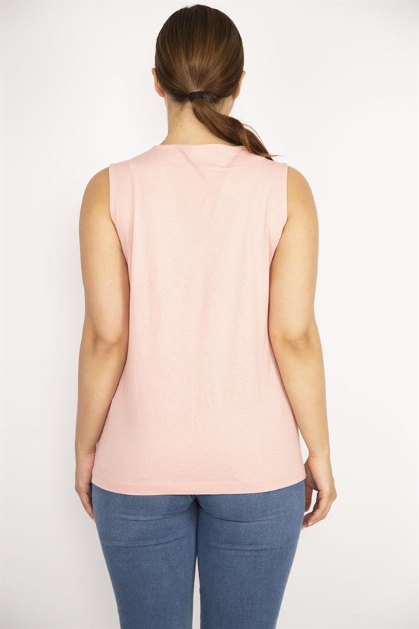 Kadın Kemik Büyük Beden Pamuklu Kumaş Yakası Dantel Detaylı Bluz