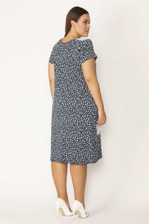 Kadın Lacivert Dantel Detaylı Viskon Elbise 65N28958