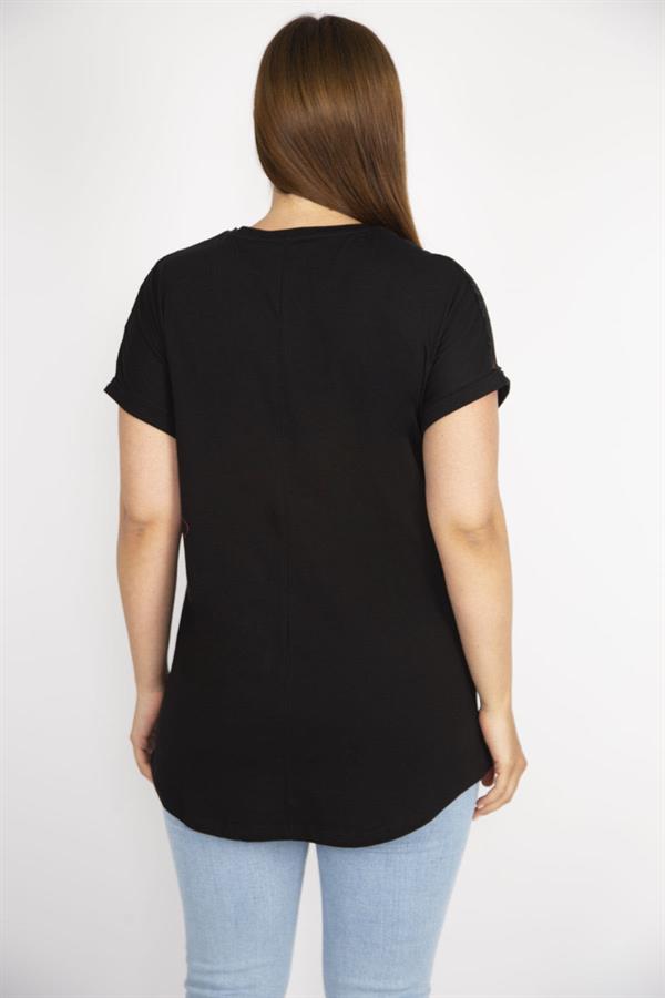 Kadın Beyaz Büyük Beden Pamuk Kumaş Robası Tül Aplike Uzun Bluz