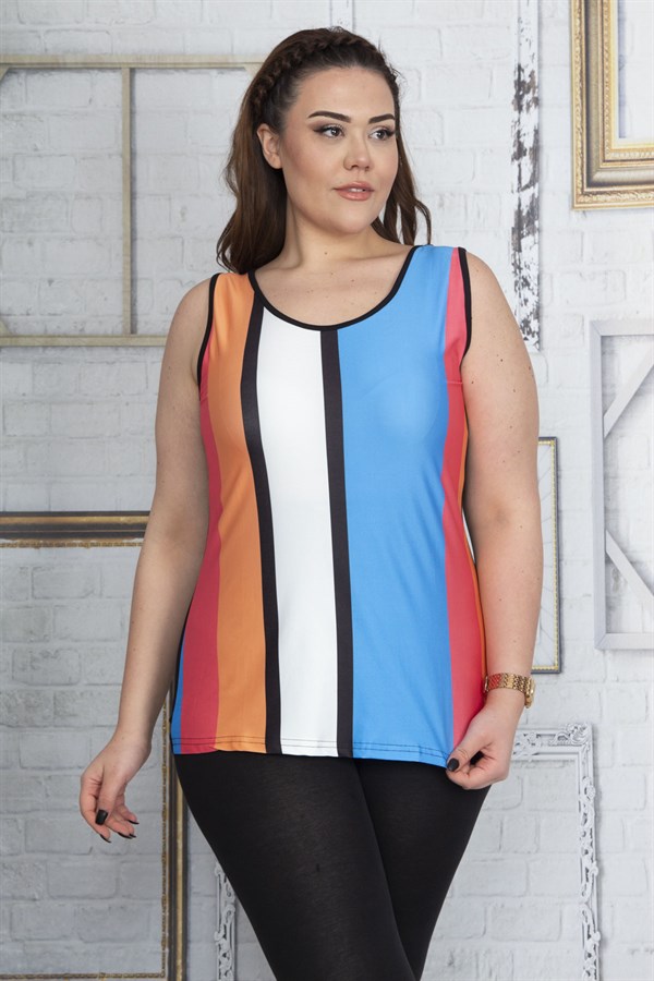 Kadın Renkli Kolsuz Bluz 65N22888