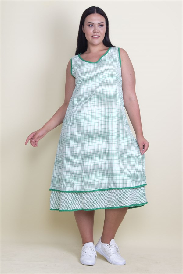 Kadın Kırmızı Biye Detaylı Etek Ucu Katlı Astarlı Elbise 65N17881