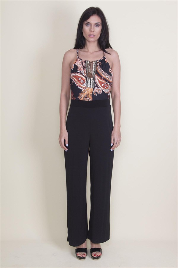 KADIN SİYAH ÖN DETAYLI TULUM