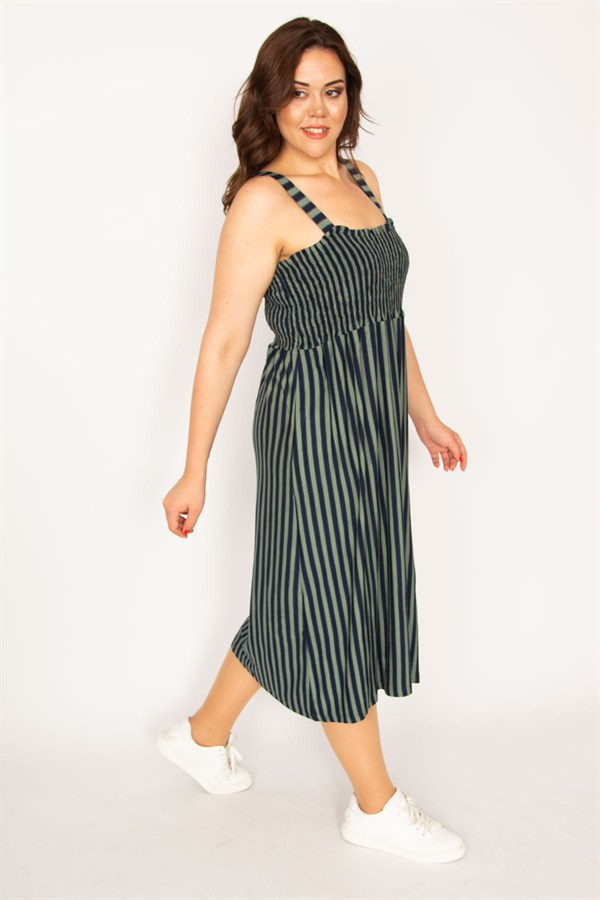 Kadın Haki  Göğüs Kısmı Gipe Lastikli Askılı Elbise 65N33482