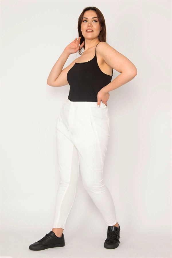 KADIN KEMİK PAMUKLU KUMAŞ YAN CEPLİ SPOR PANTOLON