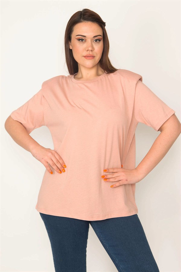 KADIN PUDRA OMUZ DETAYLI VATKALI BLUZ