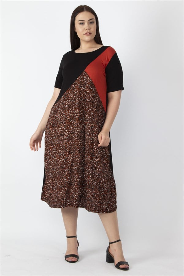 Kadın Turuncu Viskon Garnili Elbise 65N23624