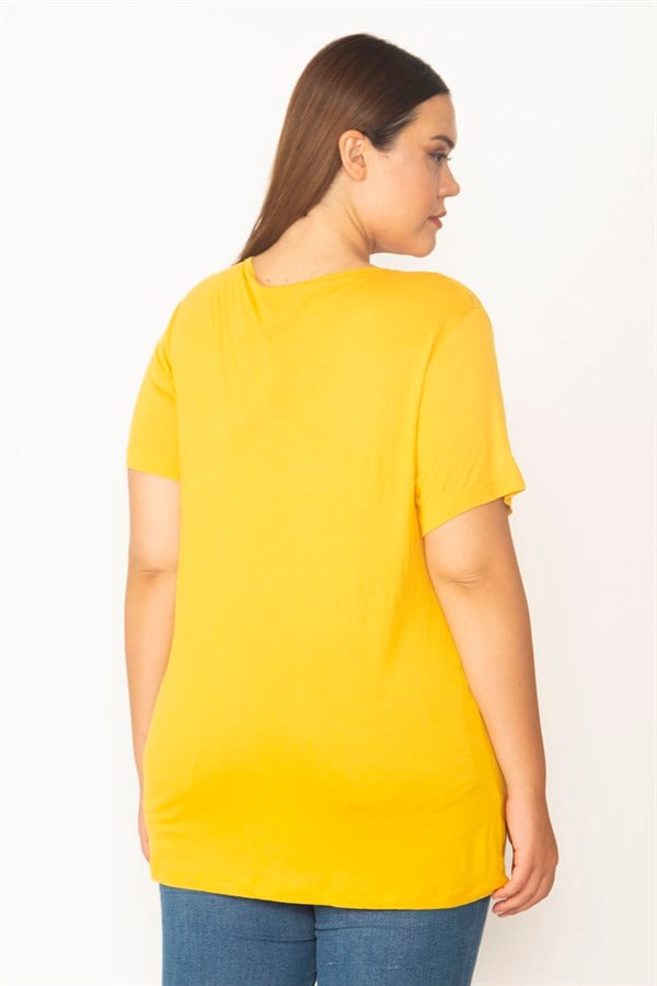 Kadın Sarı Dijital Baskılı Viskon Bluz 65N27410