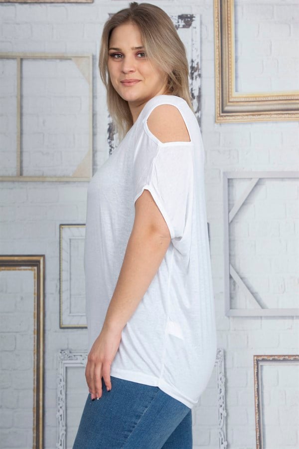 Women's Bone Thin Viscose Fabric Shoulder-Low-Cut Blouse 65N22864