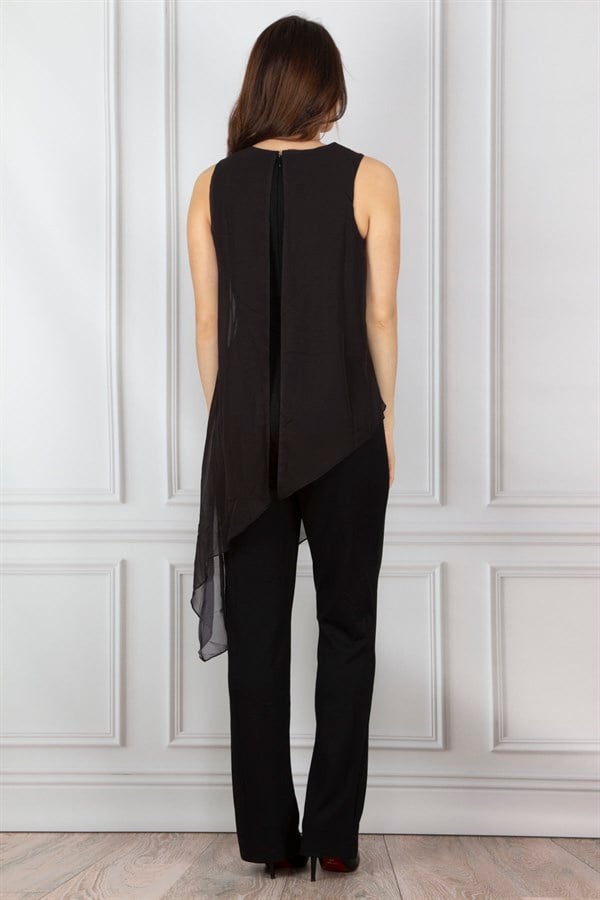 Kadin Siyah Şifon Detayli Tulum 26N12044