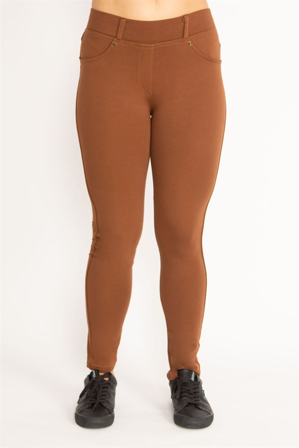 Kadın Kahve Ön Süs Ve Arka Cepli Tayt  65N34534