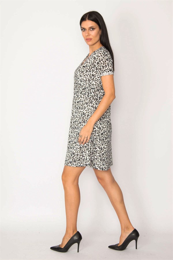 KADIN RENKLİ ANVELOP YAKALI ASTARLI ELBİSE