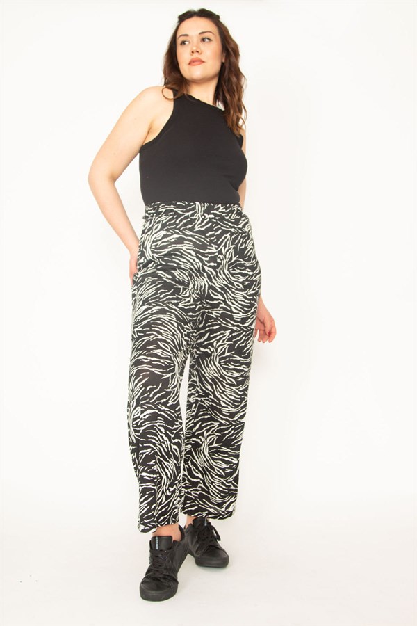 Kadın Kemik Yarım Astarlı Beli Lastikli Pantolon 65N32715