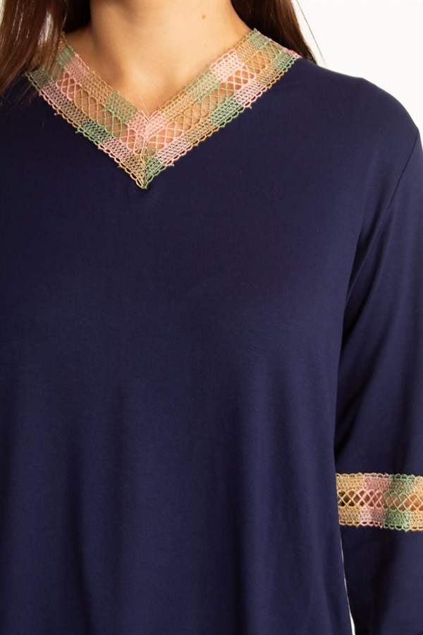 Kadın Haki Dantel Detaylı Bluz 65N34647