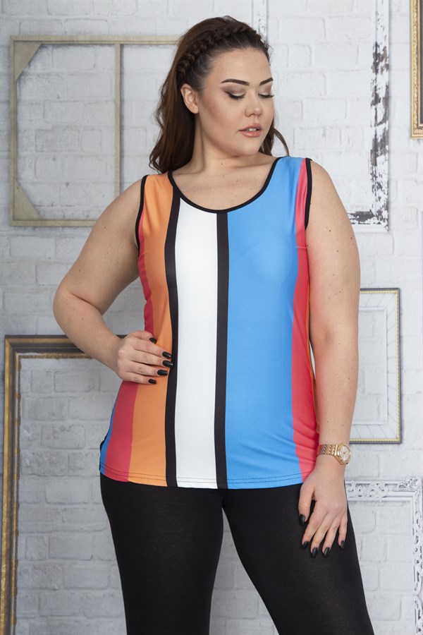 Kadın Renkli Kolsuz Bluz 65N22888