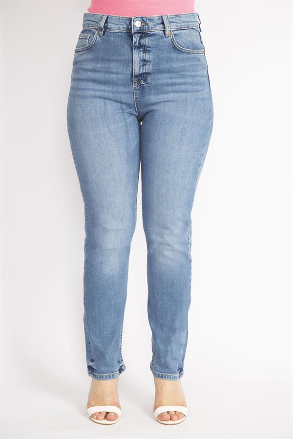 Kadın Mavi Büyük Beden 5 Cepli Kot Pantolon