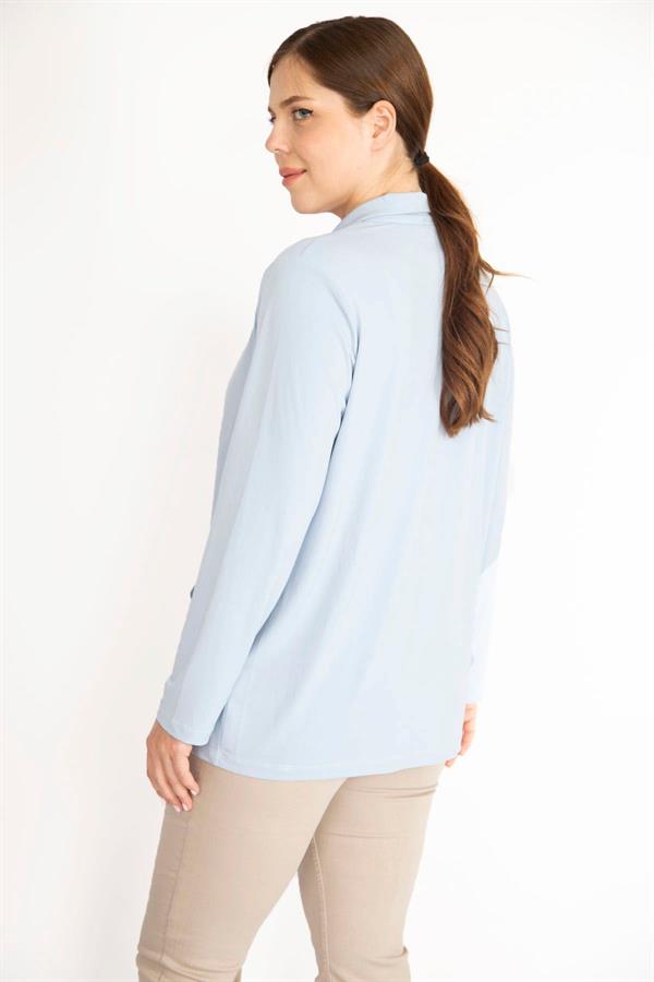 Kadın Büyük Beden Tek Düğmeli Astarsız Cepli Hırka 65N38078