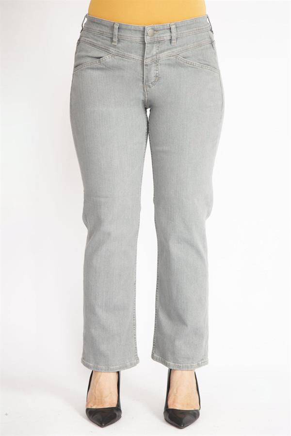 Kadın Gri Büyük Beden 5 Cepli Kot Pantolon