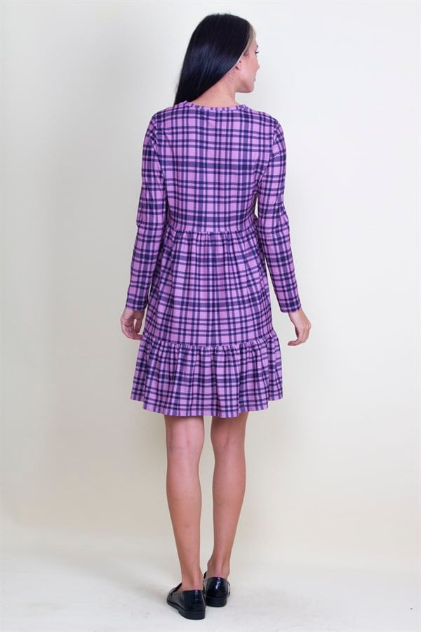 ROBE À CARREAUX AVEC TAILLE ÉLASTIQUE ET OURLET À PLANCHER