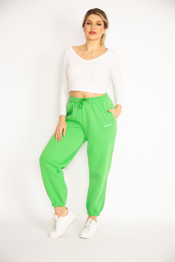 Kadın Yeşil İçi Şardonlu 3 İplik Eşofman Alt 65N35099