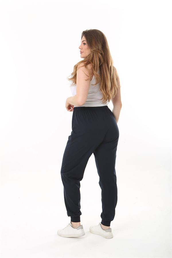 Kadın Büyük Beden Lacivert Paçası Ribanalı Eşofman Alt 65N37488