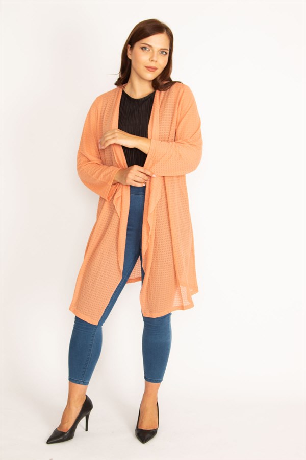 Kadın Oranj Salaş Yaka Hırka 65N34778