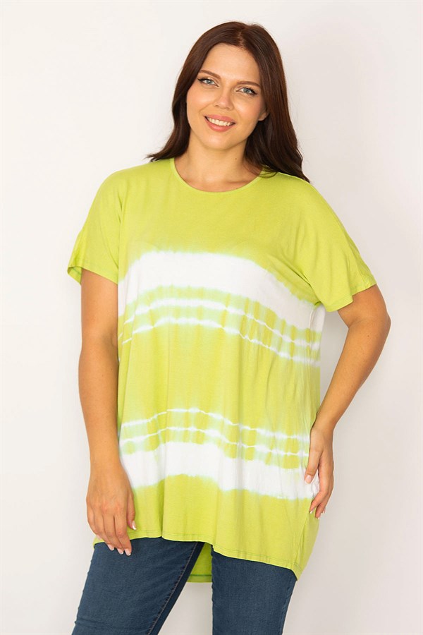 Kadın Yeşil Batik Desenli Rahat Kesim Tunik 65N34201