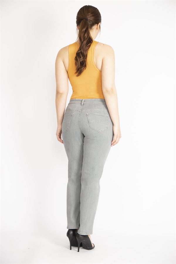 Kadın Gri Büyük Beden 5 Cepli Kot Pantolon