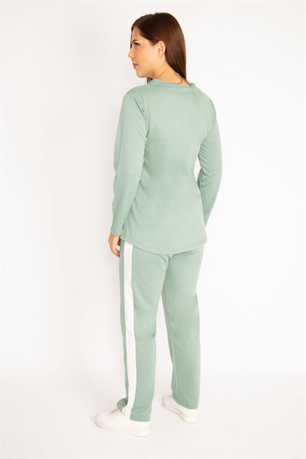 Kadın Camel V Yakallı Bluz Pantolon Takım 65N34658