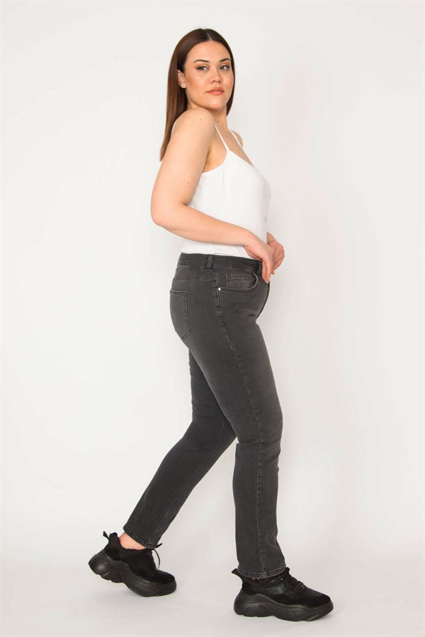 KADIN ANTRASİT 5 CEP LİKRALI JEAN PANTOLON