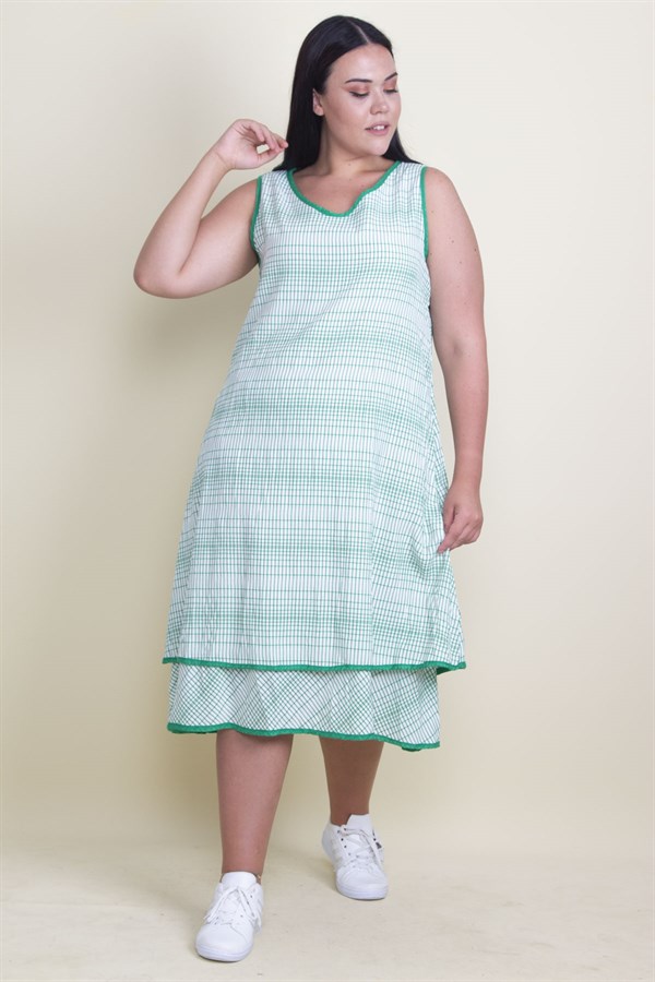 Kadın Kırmızı Biye Detaylı Etek Ucu Katlı Astarlı Elbise 65N17881