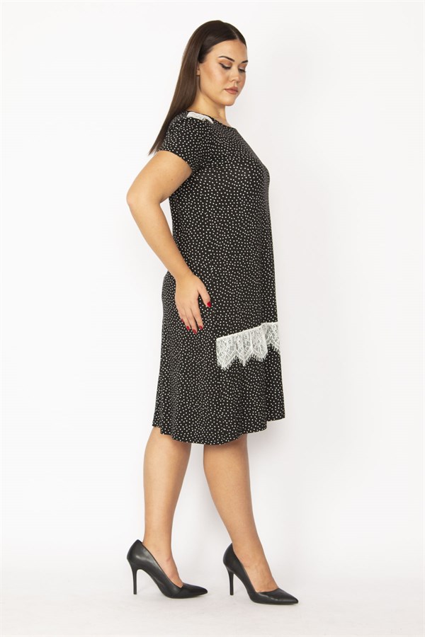 Kadın Lacivert Dantel Detaylı Viskon Elbise 65N28958