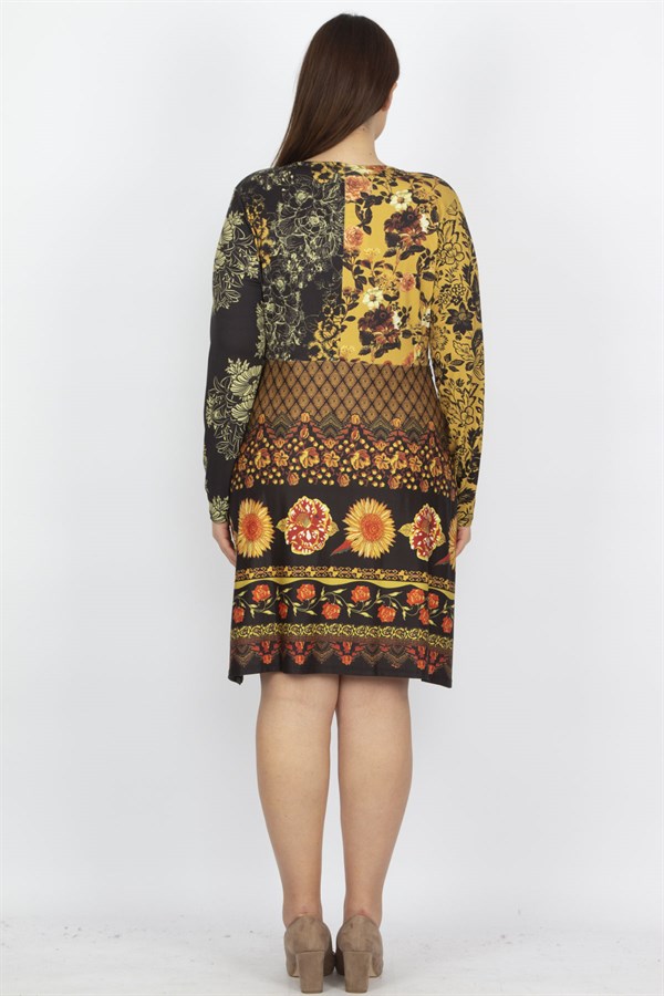 WOMEN'S COLORFUL DRESS WITH COLORFUL COLLAR AND GLITTER STRIPES