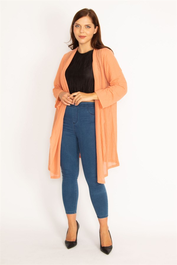 Kadın Oranj Salaş Yaka Hırka 65N34778