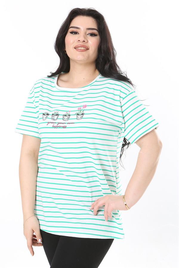 Kadın Büyük Beden Gül Kurusu Bisiklet Yakalı Kısa Kollu Bluz 65N38006