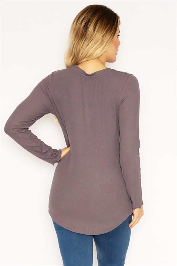 Kadın Lila Likralı Kaşkorse Bluz 65N35177