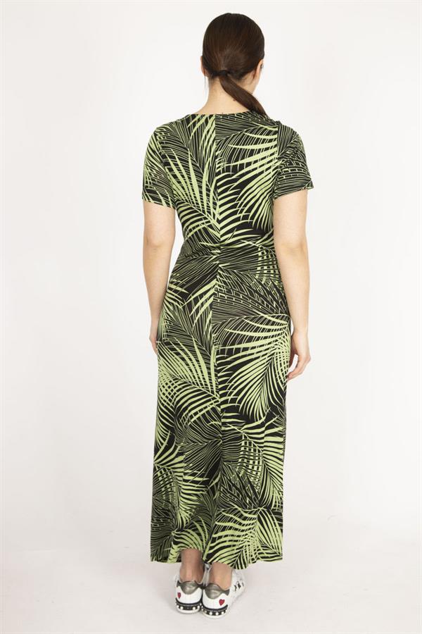 Kadın Mor Büyük Beden Anvelop Yakalı Renkli Uzun Elbise